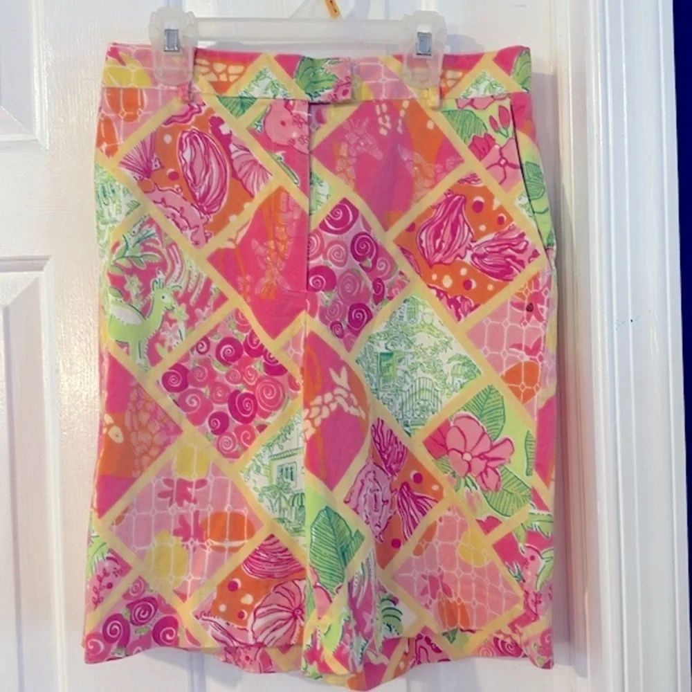 Women’s Vintage Lilly Pulitzer Cotton & Spandex Surf & Patch Bermuda Shorts Sz 6